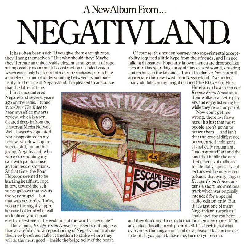 Arcade Sound - Negativland - Escape From Noise - LP/CD front cover