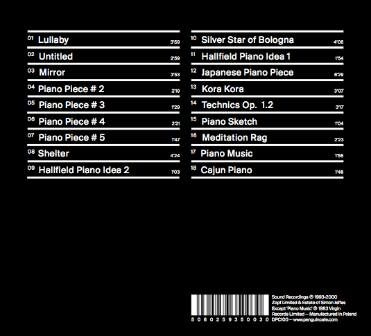 Arcade Sound - Simon Jeffes - Piano Music CD front cover